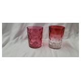 2 Cranberry Coin Spot Glasses