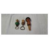 Vintage Carved Wood Bottle Stopper and Openers