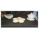 Porcelain Tureen, Basket and Divided Tray