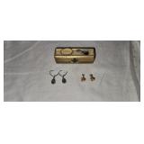 Sterling Silver and Napier Earrings, Lipstick Case