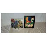 2 Decorative Hand Painted Tiles