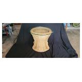 Wicker Glass Top Side Table