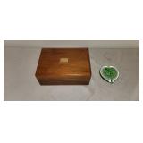 Walnut Humidor, Signed Art Glass Paperweight