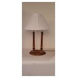 Wood Double Pedestal Table Lamp