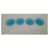 4 Blue Iridescent Stretch Glass Plates