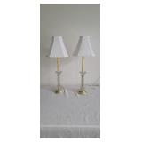 2 Matching Crystal & Brass Lamps