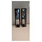 2 Decorative Metal Candle Mirrored Wall Sconces