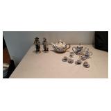 Delft Mini Tea Set, Tea Pots, Bisque Figurines