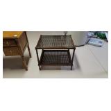 Mahogany Glass Top Table with Cane