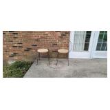 2 1950s Modern Wrought Iron Patio Side Chairs