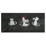3 Crystal Figurines with Mirrors