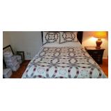 Queen Double Wedding Ring Quilt & 2 Pillow Shams