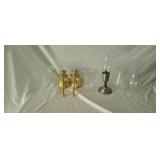 Brass Sconces, Oil Lamp and Shades