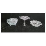 Etched and Pressed Glass Bowls, Compote
