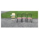 Vintage Cosco Highchair and 3 Folding Chairs