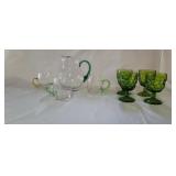 Hand Blown Pitcher & Mugs, Viking Glass Goblets