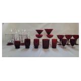 Assortment of Ruby Red Stemware