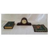 D&A Mahogany Mantle Clock, Hide a Book & Hot Pad