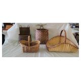 4 Vintage Hand Woven Baskets