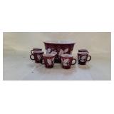 Anchor Hocking Christmas Holly Punch Set