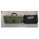 Vintage Fishing Tackle Box & Queen Air Mattress