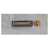 Hohner Blues Band Harmonica & Celluloid Pin