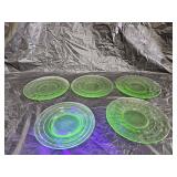 Vintage Anchor Hocking Green Uranium Glass Plates