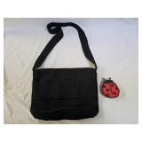 The Sak Black Crocheted Purse, Ladybug Coin Purse