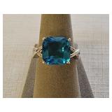 Sterling Silver Blue Topaz CZ Ring