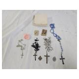 4 Rosaries and 2 Religious Pendants Sterling?