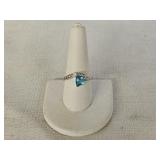 Sterling Silver Blue Topaz CZ Ring w Display