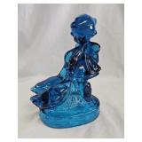 Vintage L. E. Smith Blue Glass Hummel Goose Girl