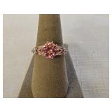 Sterling Silver Pink Topaz CZ Ring