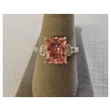 Sterling Silver Pink Topaz CZ Ring