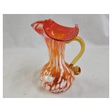 Rainbow Glass Orange and White Splatter Pitcher
