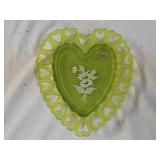 Westmoreland Green Satin HP Heart Shaped Plate