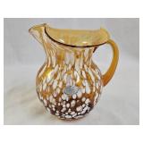 Rainbow Hand Blown Art Glass Amber Mini Pitcher