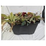Tote of Faux Flowers and Decor