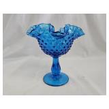 Vintage Fenton Colonial Blue Hobnail Compote