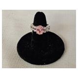 Sterling Silver Pink Topaz CZ Ring with Display