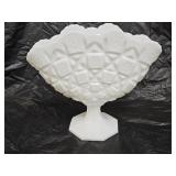 Westmoreland Old Quilt Milk Glass Fan Vase