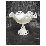 Westmoreland Lace Edge Milk Glass Compote