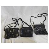3 Designer Black Leather Purses