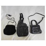 3 Designer Black Leather Purses
