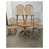 Round Oak Table with 4 Chairs