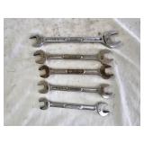 5 Snap-On SAE Open End Wrenches