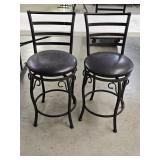 2 Faux Leather Metal Swivel Bar Stools
