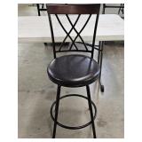 Faux Leather Metal Swivel Bar Stool