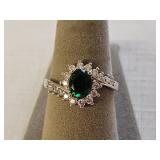 Sterling Silver Emerald Green CZ Ring