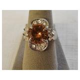 Sterling Silver Citrine CZ Ring